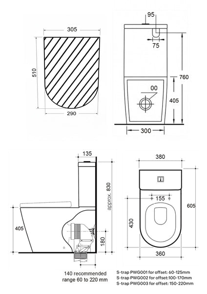 Acadia Tornado Rimless Toilet Suite LK-AC206