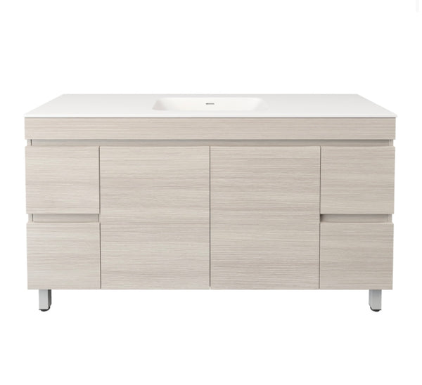 White Oak Wood Grain MDF Free Standing Vanity