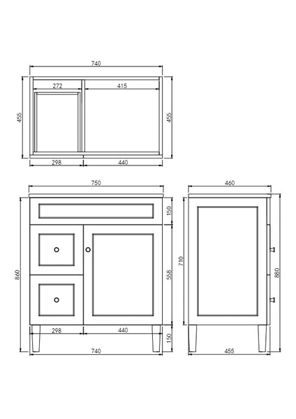 Harold Matt White PVC Free Standing Vanity