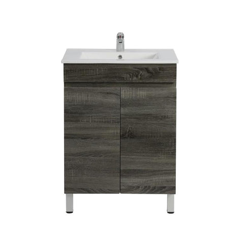 Dark Gey Wood Grain MDF Free Standing Vanity