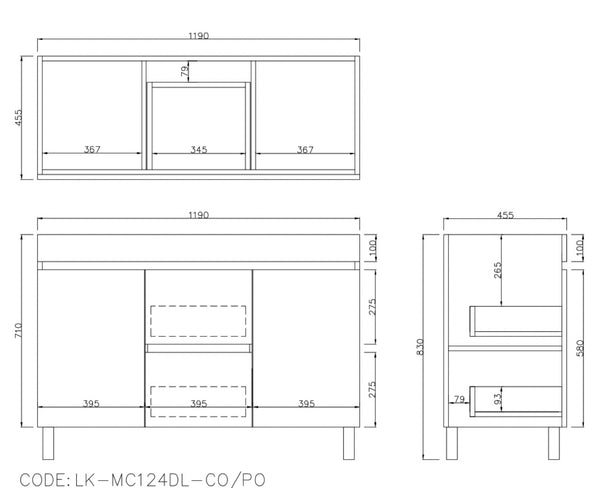 White Oak Wood Grain MDF Free Standing Vanity