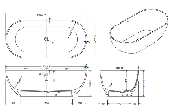 Kirra solid surface stone Bath LK-SKR