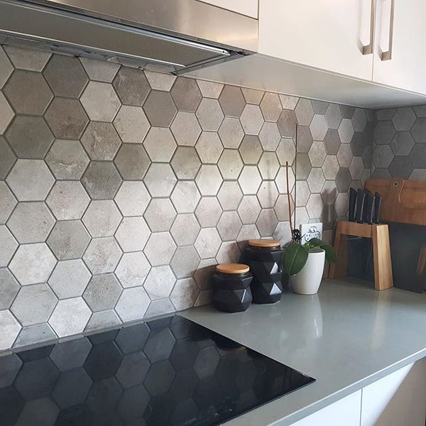 Cement Matt Hexagon Mosaic Tile 95x110mm