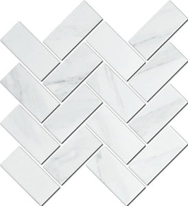 Carrara Matt Herringbone Tile 45x95mm