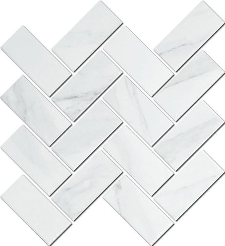 Carrara Matt Herringbone Tile 45x95mm