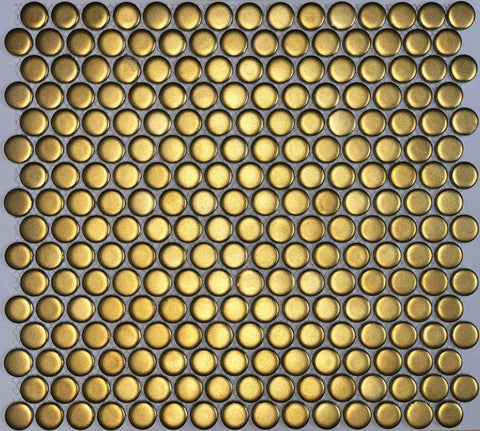 Gold Plated Matt Penny Round Mosaic Tile 19mm