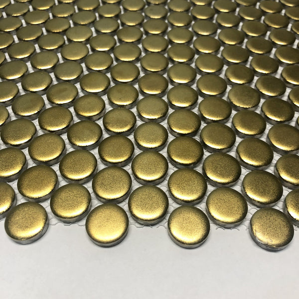 Gold Plated Matt Penny Round Mosaic Tile 19mm