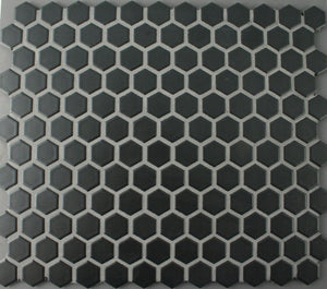 Matt Black Hexagon Mosaic Tile 23mm