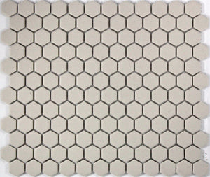 Matt White Unglazed Hexagon Mosaic Tile 23mm