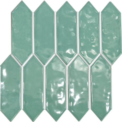 Arrow Shape Green Gloss Mosaic Tile 55x195mm