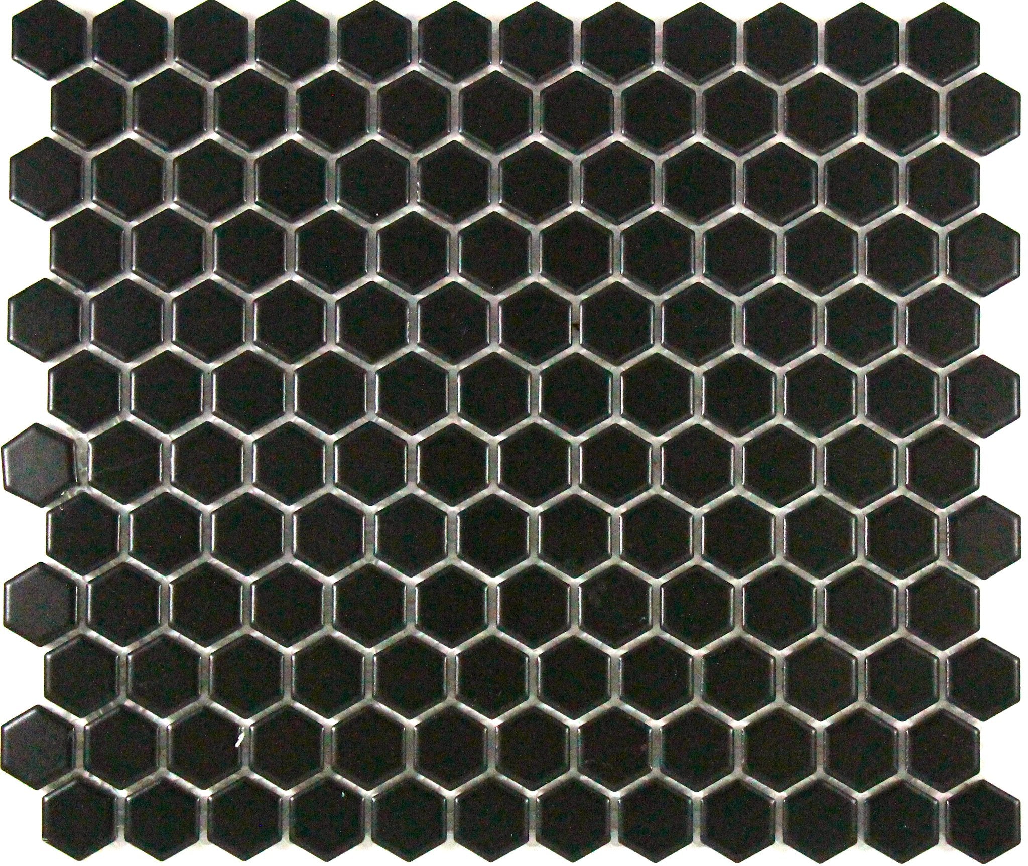 Gloss Black Hexagon Mosaic Tile 23mm