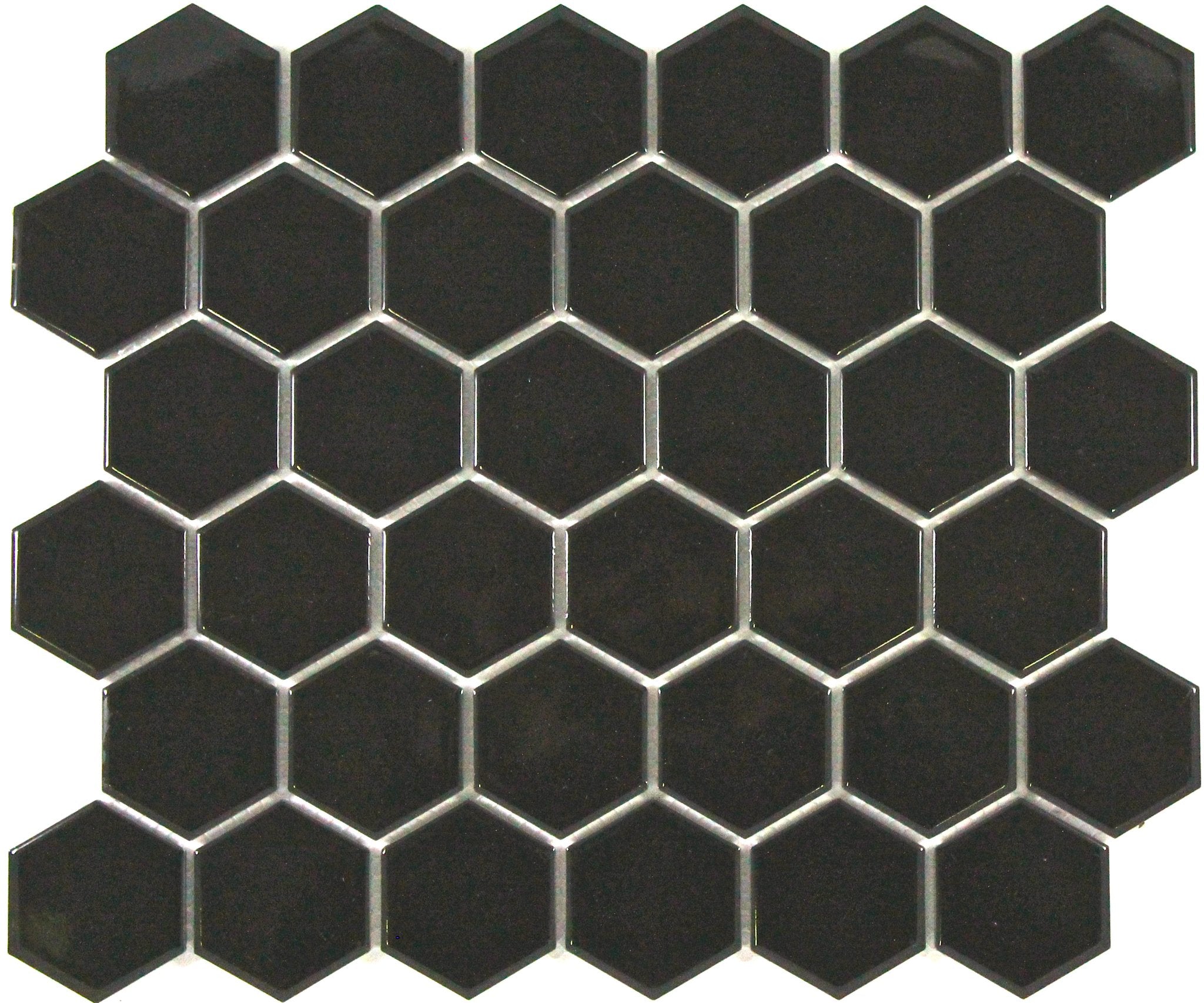 Gloss Black Hexagon Mosaic Tile 51x59mm