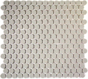 Light Grey Gloss Penny Round Mosaic Tile 19mm