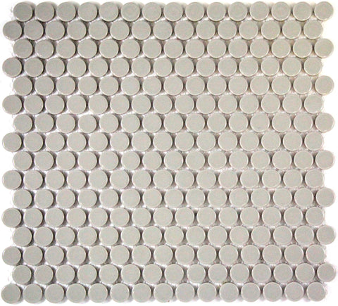 Light Grey Gloss Penny Round Mosaic Tile 19mm