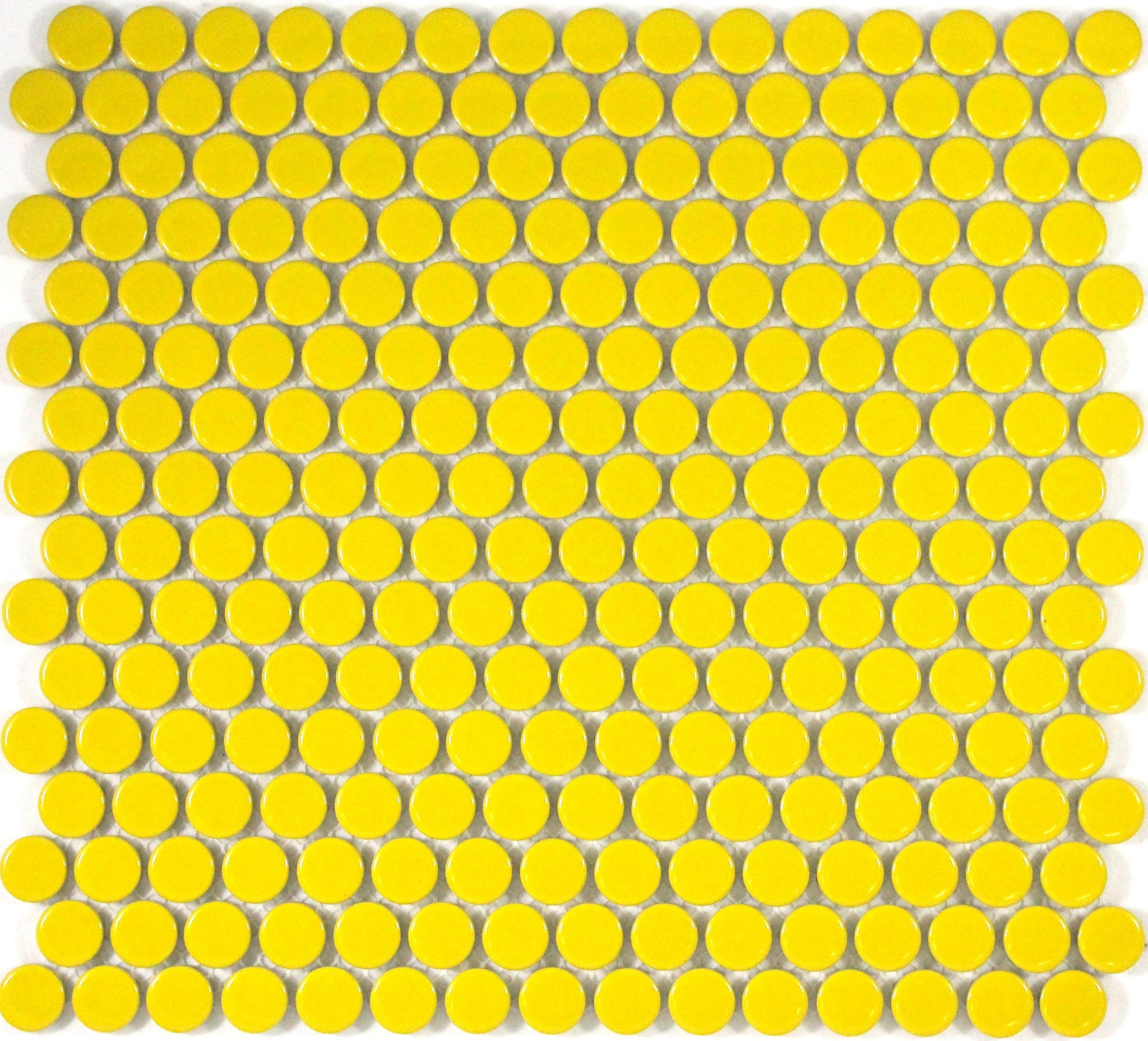 Yellow Gloss Penny Round Mosaic Tile 19mm