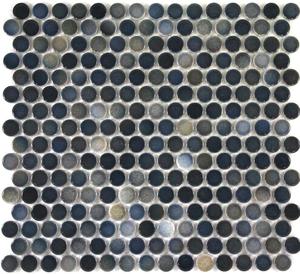 Dark Blue Mix Gloss Penny Round Mosaic Tile 19mm