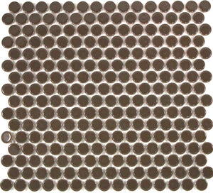 Cappuccino Gloss Penny Round Mosaic Tile 19mm