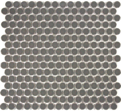 Dark Grey Gloss Penny Round Mosaic Tile 19mm