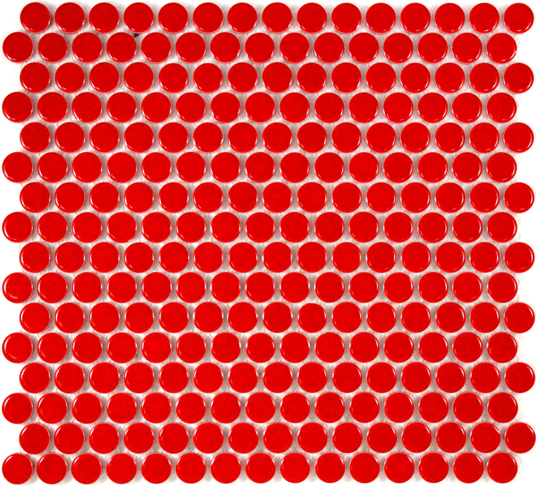 Red Gloss Penny Round Mosaic Tile 19mm