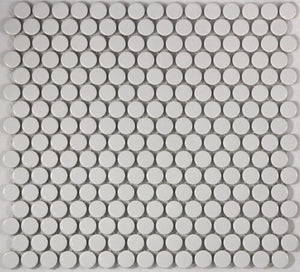 White Gloss Penny Round Mosaic Tile 19mm