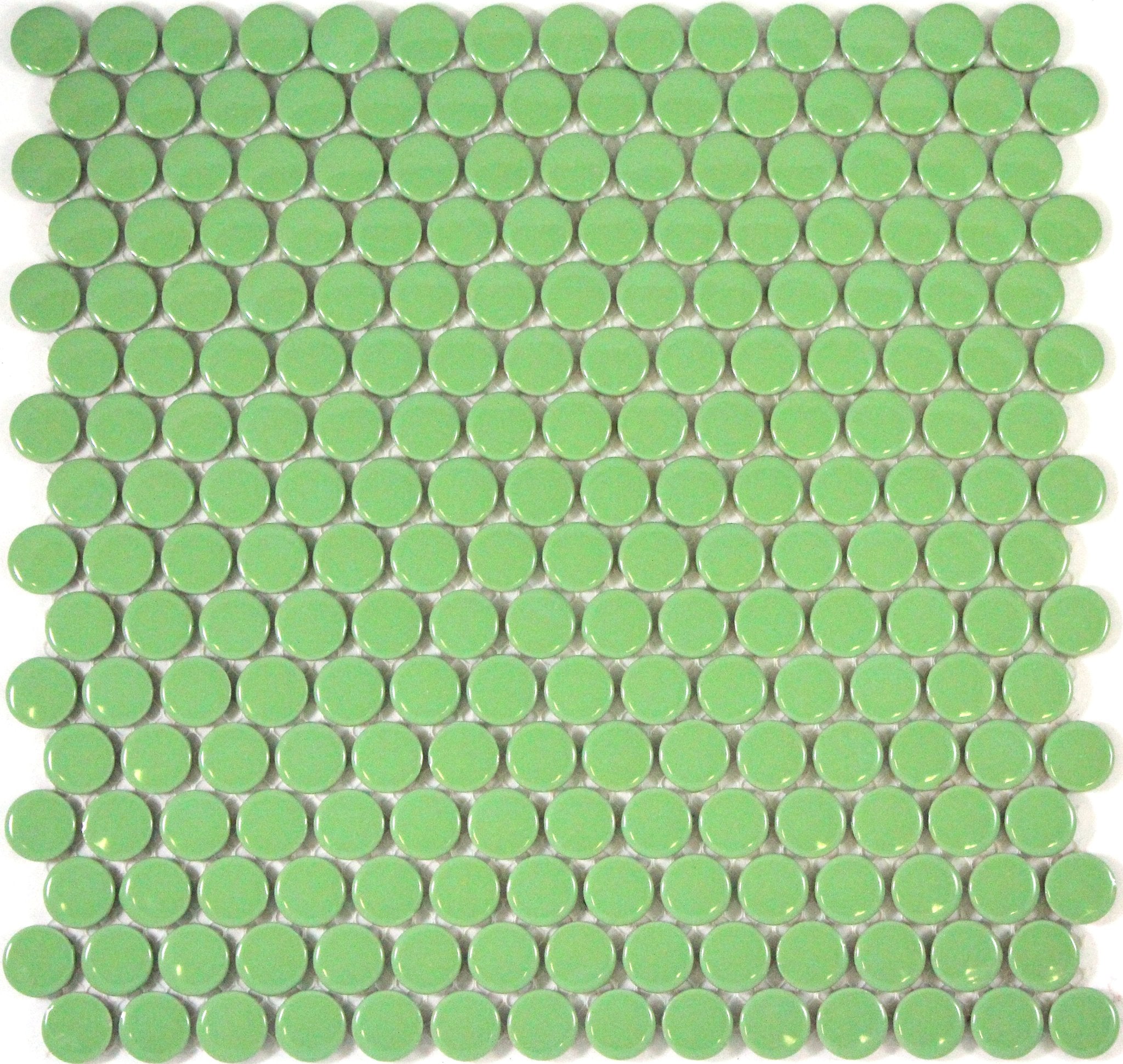 Green Gloss Penny Round Mosaic Tile 19mm