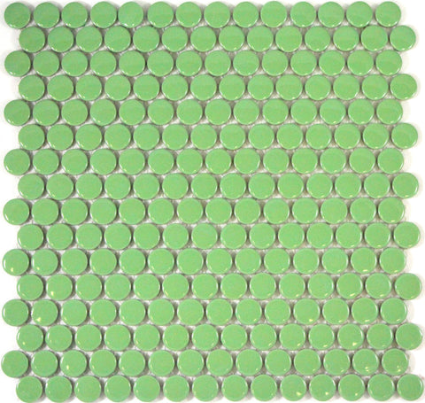 Green Gloss Penny Round Mosaic Tile 19mm