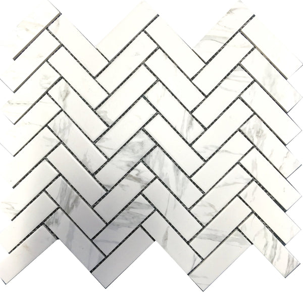 Carrara Matt Herringbone Tile 72x22mm