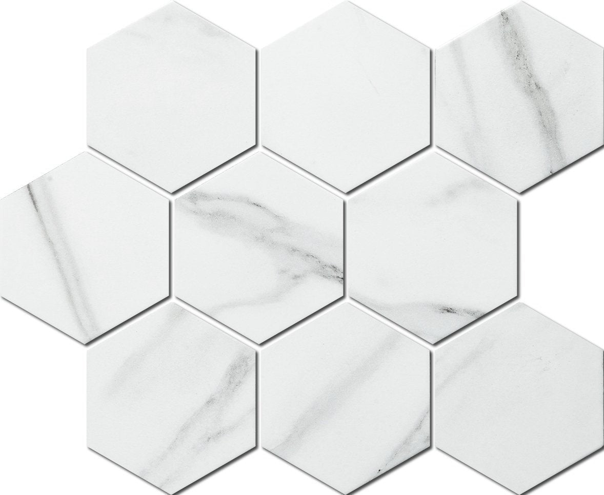 Carrara Matt Hexagon Mosaic Tile 95x110mm