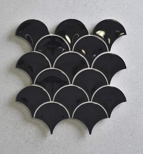 Gloss Black Fish Scale Tile 73mm