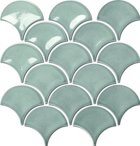 Gloss Water Green Fish Scale Tile 73mm