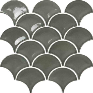 Gloss Charcoal Fish Scale Tile 73mm