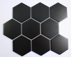 Matt Black Hexagon Mosaic Tile 95x110mm