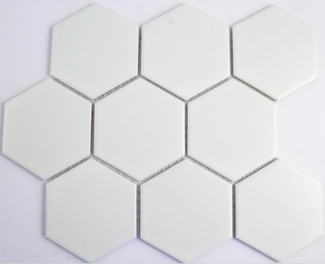 Matt White Hexagon Mosaic Tile 95x110mm
