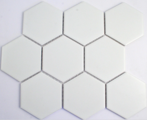 Matt White Hexagon Mosaic Tile 95x110mm