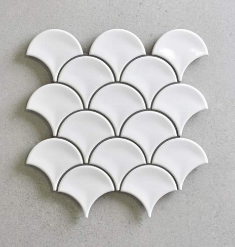 Gloss White Fish Scale Tile 73mm – YH Ceramics Pty Ltd