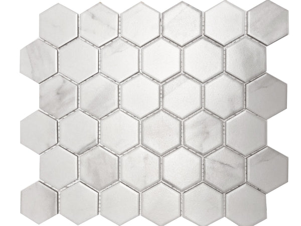 Carrara Matt Hexagon Mosaic Tile 51x59mm